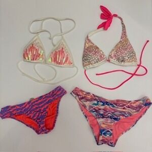 Victoria Secret Bikini Bundle Sequined Tops Sz S Bottoms 1 S 1 L‎ Mermaidcore